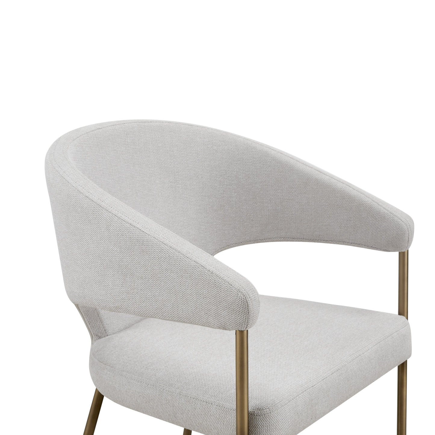 Modrest Claudine Modern Off-White Fabric and Brass Dining Chair