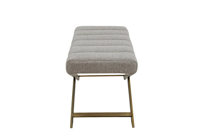 Modrest Xane Contemporary Grey Fabric and Brushed Brass Bench