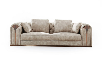 Divani Casa Dosie Transitional Beige Velvet Sofa Set