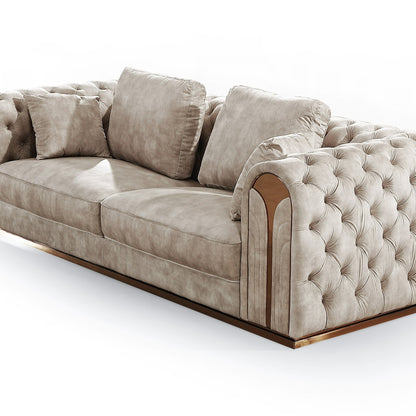 Divani Casa Dosie Transitional Beige Velvet Sofa Set