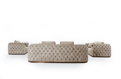 Divani Casa Dosie Transitional Beige Velvet Sofa Set