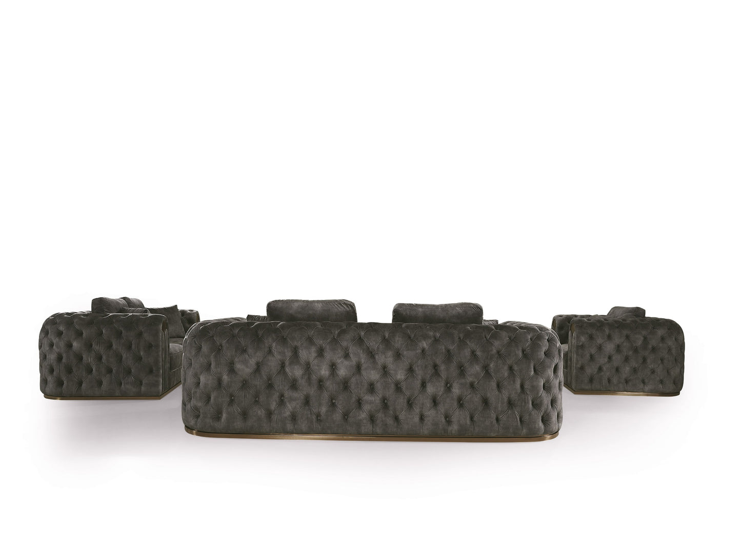 Divani Casa Dosie Transitional Grey Velvet Sofa Set