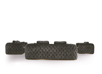 Divani Casa Dosie Transitional Grey Velvet Sofa Set