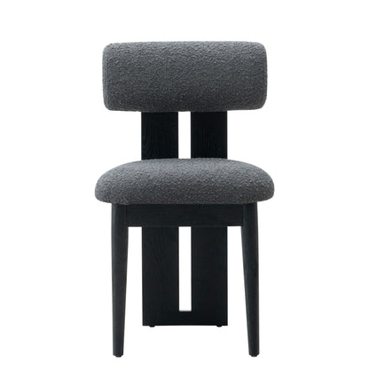 Modrest Skerrit Modern Grey Fabric Black Oak Dining Chair