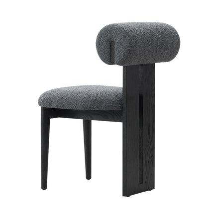 Modrest Skerrit Modern Grey Fabric Black Oak Dining Chair