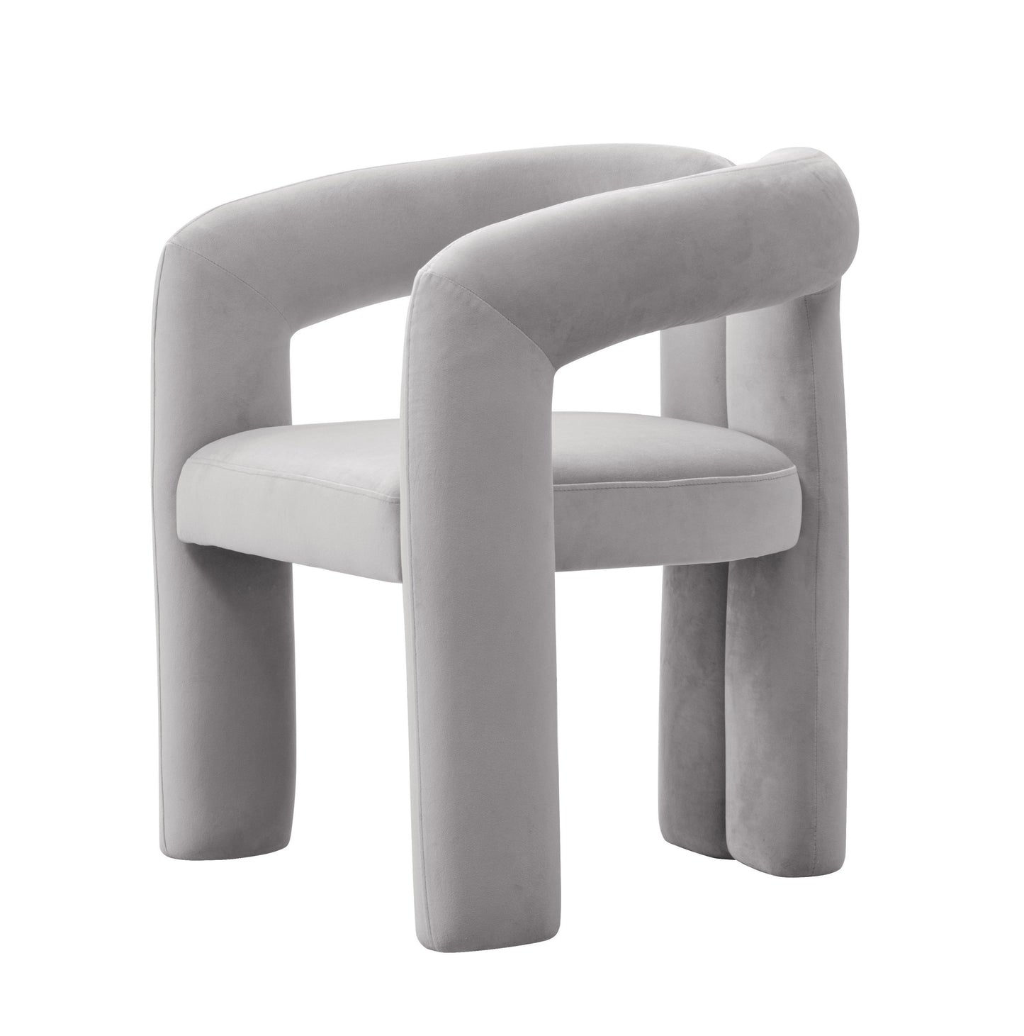Modrest Mulgrew Modern Light Grey Velvet Dining Chair