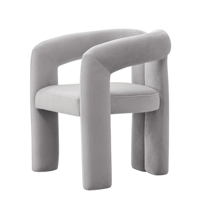Modrest Mulgrew Modern Light Grey Velvet Dining Chair