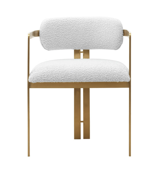 Modrest Feldon Modern White Fabric Gold Dining Chair