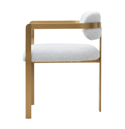 Modrest Feldon Modern White Fabric Gold Dining Chair