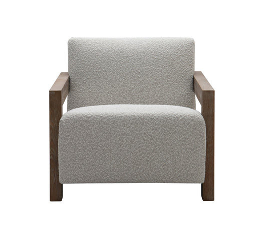 Modrest Rosen Modern Beige Fabric Grey Oak Accent Chair