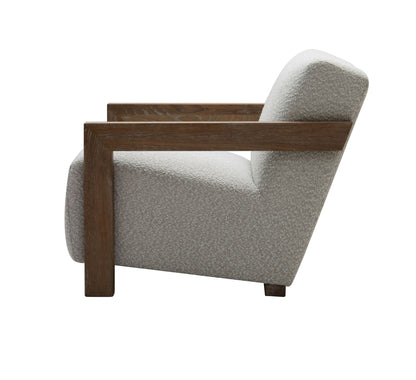 Modrest Rosen Modern Beige Fabric Grey Oak Accent Chair