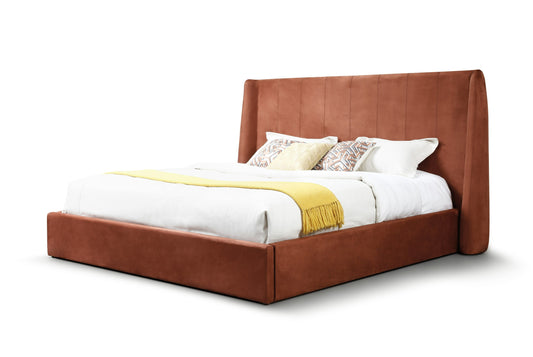 Modrest Roma Modern Burnt Orange Microfiber Upholstered Bed