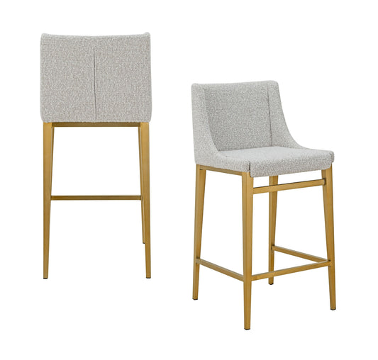 Modrest Mimi Modern Light Grey Fabric Antique Brass Counter Stool