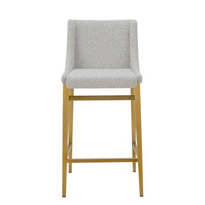 Modrest Mimi Modern Light Grey Fabric Antique Brass Counter Stool