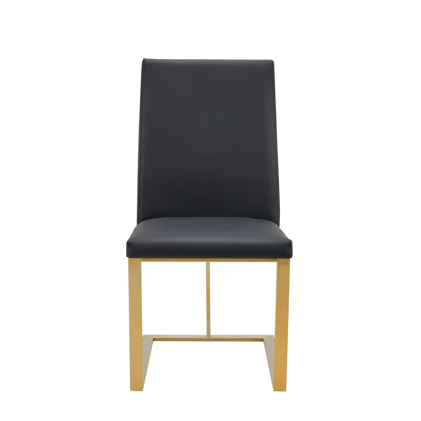 Modrest Frankie Modern Dark Grey Vegan Leather Antique Brass Dining Chair