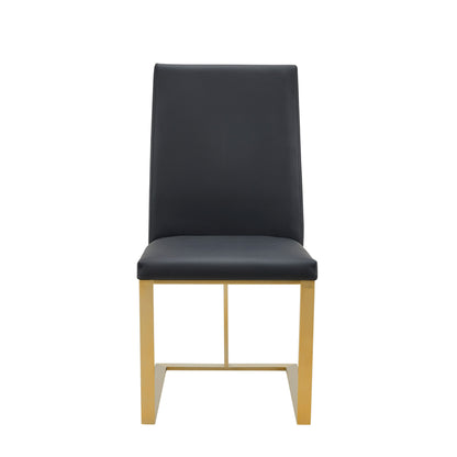 Modrest Frankie Modern Dark Grey Vegan Leather Antique Brass Dining Chair