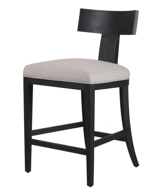 Modrest Fabien Mid-Century Modern Beige Linen Black Walnut Counter Chair