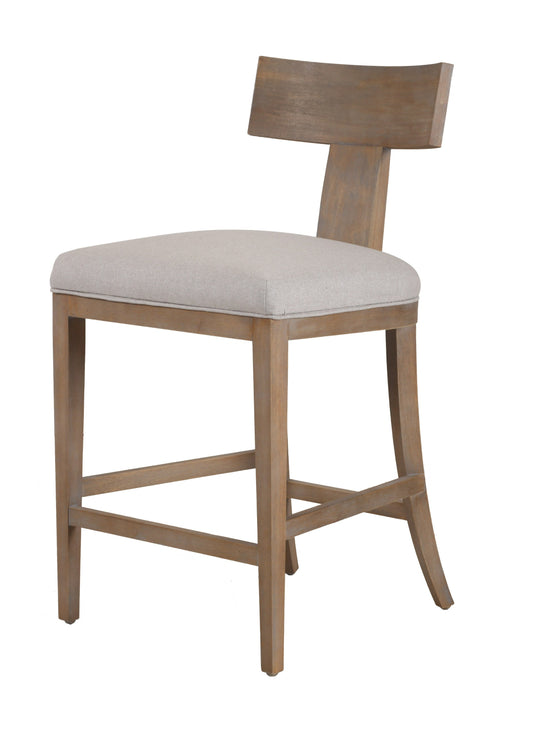 Modrest Fabien Mid-Century Modern Beige Linen Wood Counter Chair