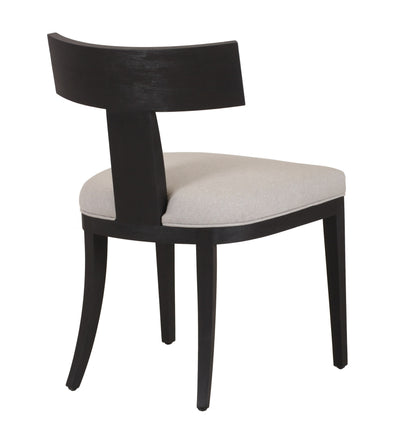 Modrest Fabien Mid-Century Modern Beige Linen Black Walnut Dining Chair