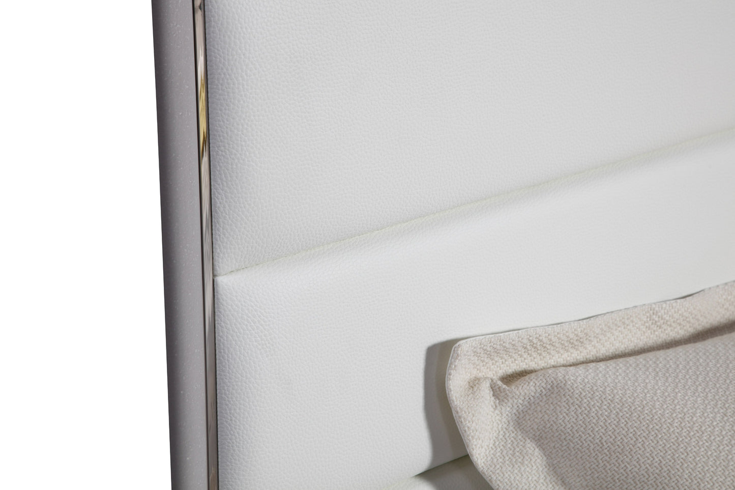 Modrest Cartier Modern White Vegan Leather Stainless Steel Bed