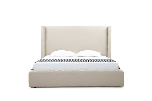 East King Modrest Byrne Modern Beige Fabric Bed