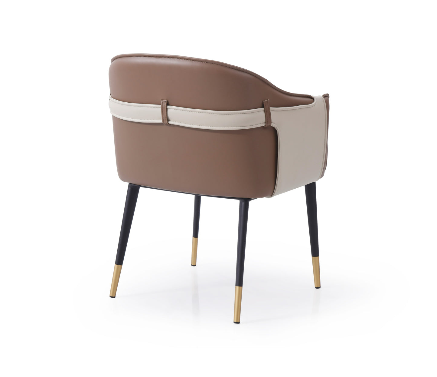 Modrest Calderon Modern Brown and Beige Vegan Leather Dining Chair