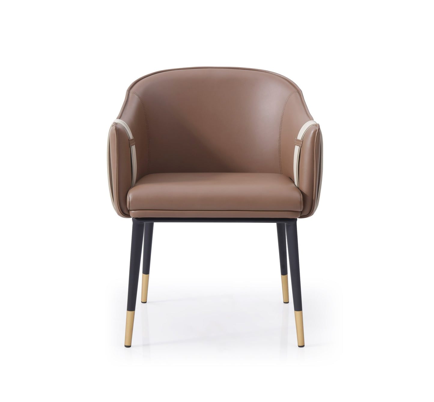 Modrest Calderon Modern Brown and Beige Vegan Leather Dining Chair