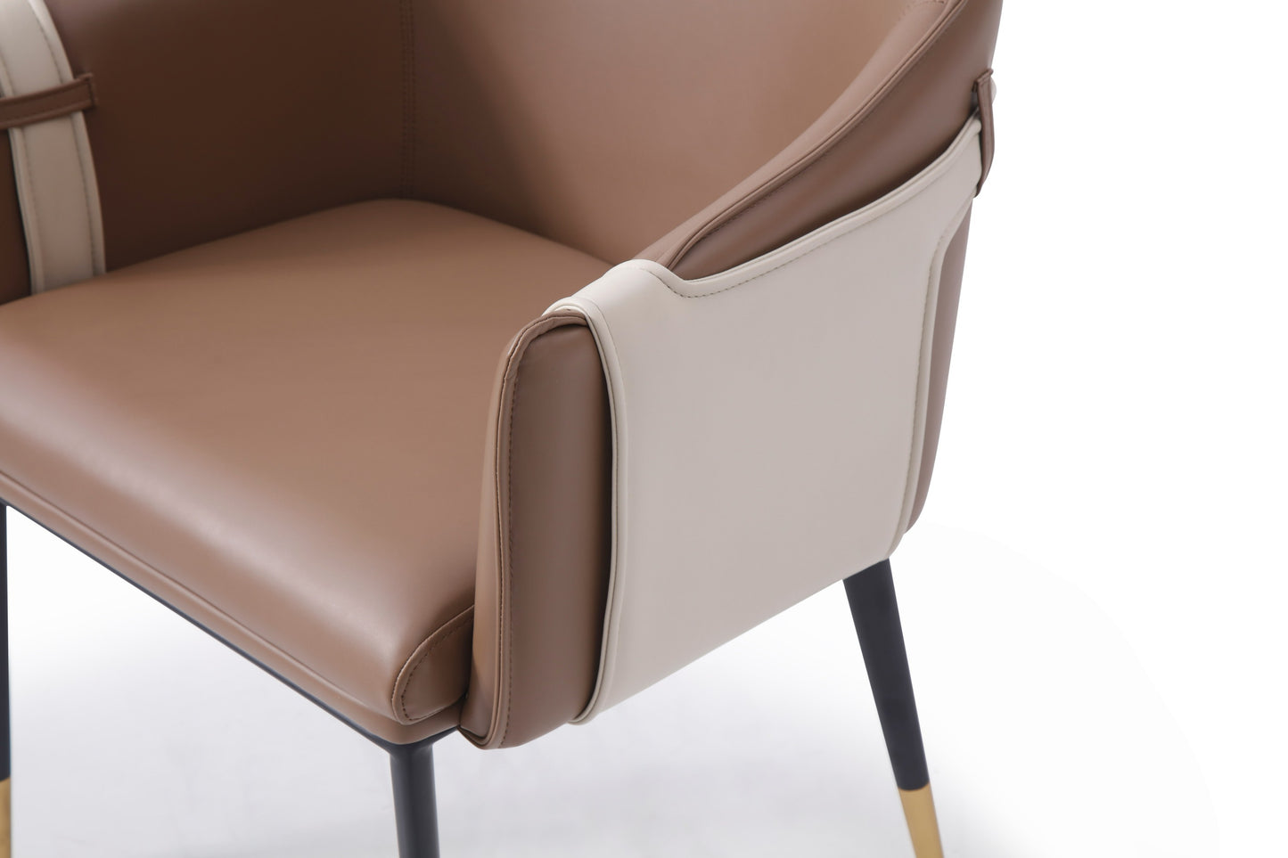 Modrest Calderon Modern Brown and Beige Vegan Leather Dining Chair