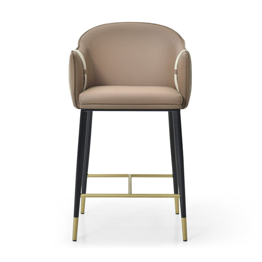 Modrest Calderon Modern Brown and Beige Vegan Leather Counter Chair