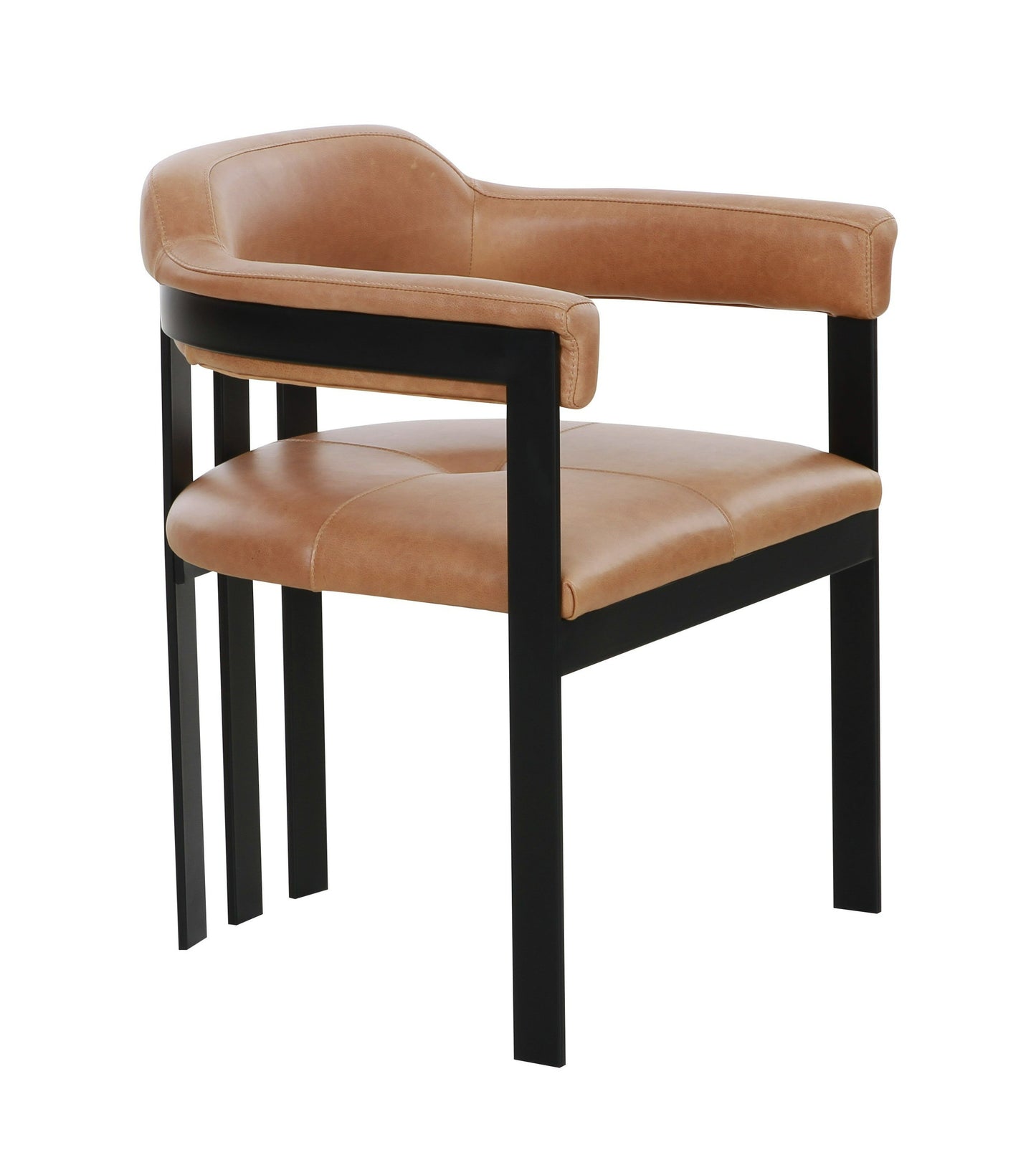 Modrest Hazen Modern Camel Leather Black Iron Dining Chair