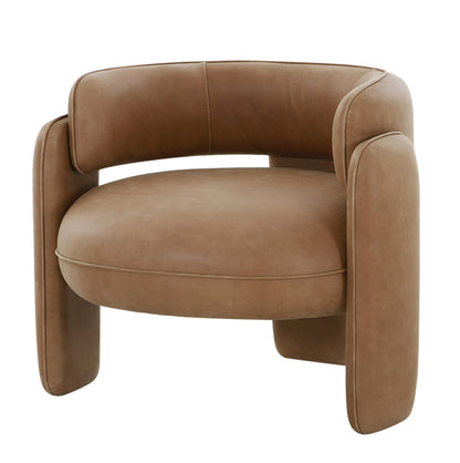 Modrest Tioga Modern Brown Leather Accent Chair