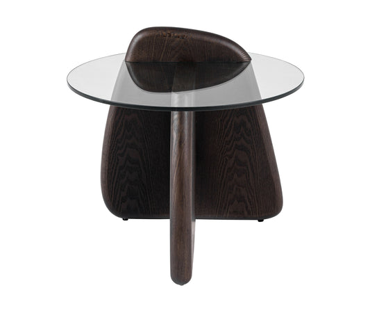 Modrest Buxton Mid-Century Modern Glass Dark Walnut End Table