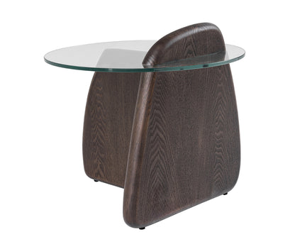 Modrest Buxton Mid-Century Modern Glass Dark Walnut End Table