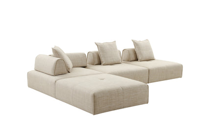 Divani Casa Mondo Modern 4 Seat Modular Beige Fabric Sectional