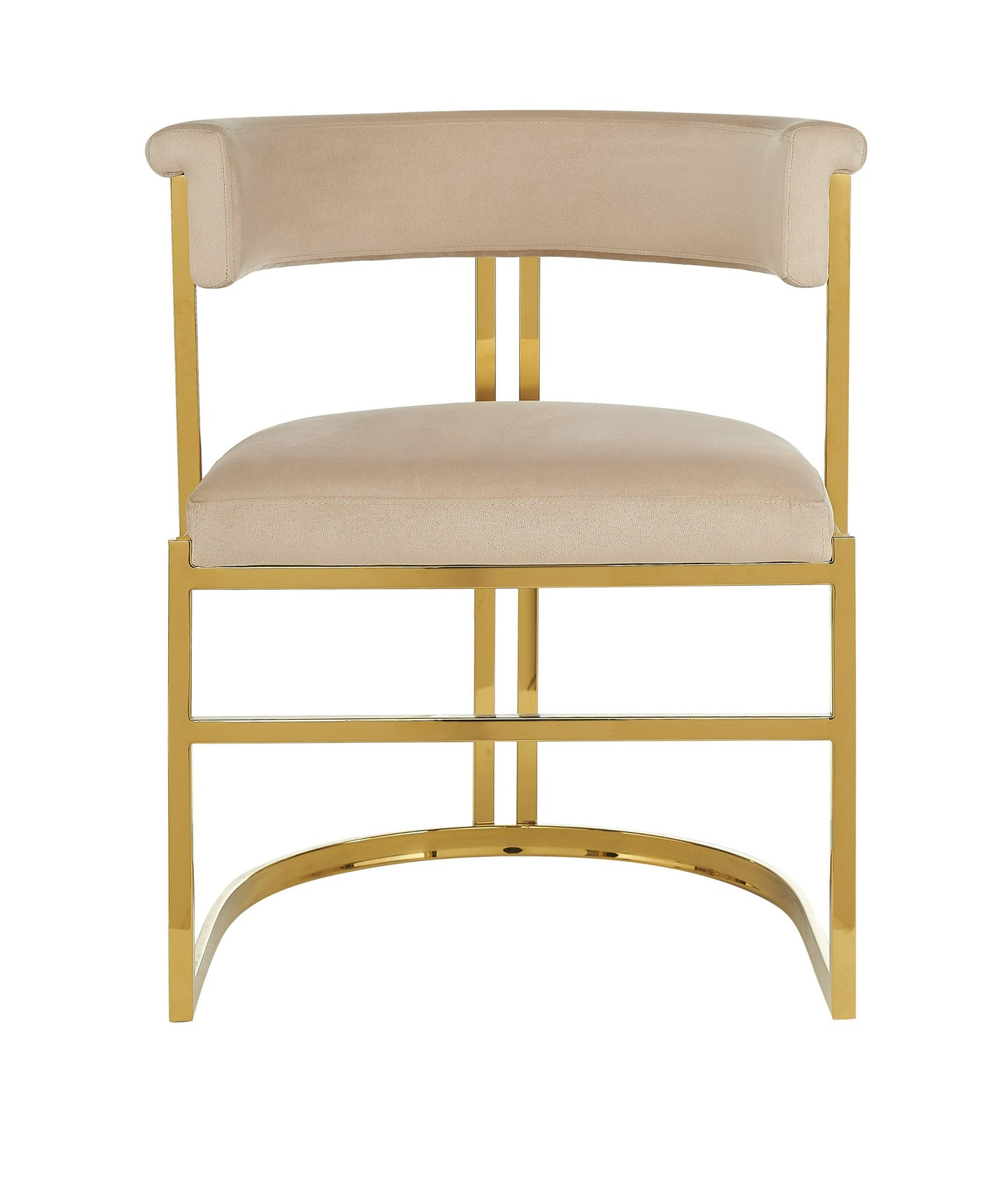 Modrest Munith Modern Beige Velvet Gold Dining Chair