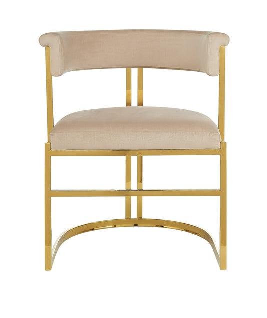 Modrest Munith Modern Beige Velvet Gold Dining Chair