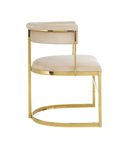 Modrest Munith Modern Beige Velvet Gold Dining Chair