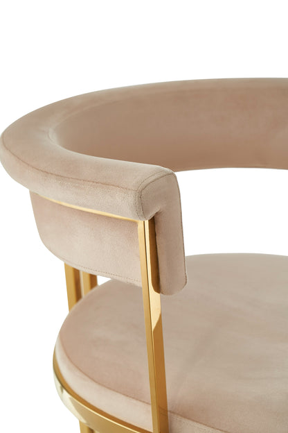 Modrest Munith Modern Beige Velvet Gold Dining Chair