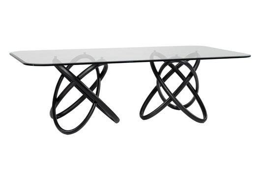 Modrest Mason Modern Glass and Black Ash Dining Table