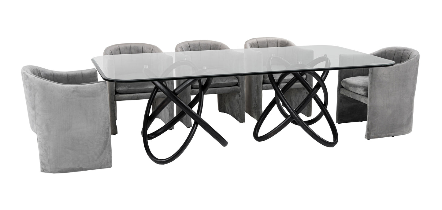 Modrest Mason Modern Glass and Black Ash Dining Table