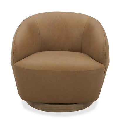 Divani Casa Agatha Modern Tan Leather Swivel Accent Chair