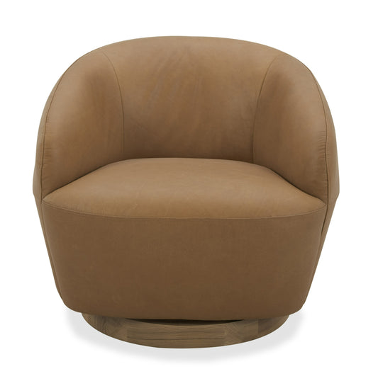 Divani Casa Agatha Modern Tan Leather Swivel Accent Chair