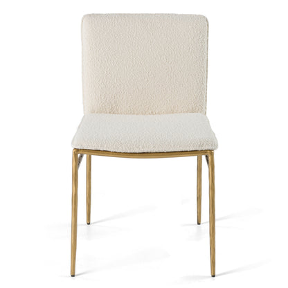 Modrest Atlanta Modern Off-White Fabric and Brass Dining Chair