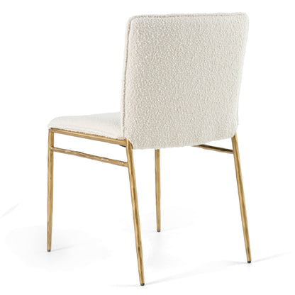 Modrest Atlanta Modern Off-White Fabric and Brass Dining Chair