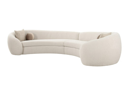 Modrest Kilmer Modern Off-White Curved Fabric Sectional Sofa