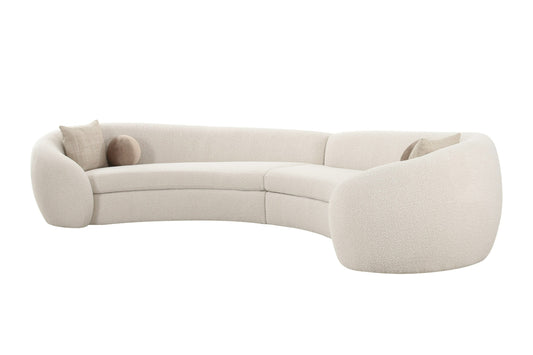 Modrest Kilmer Modern Off-White Curved Fabric Sectional Sofa