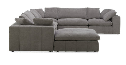Divani Casa Vicki Modern Grey Fabric Modular Sectional Sofa Ottoman