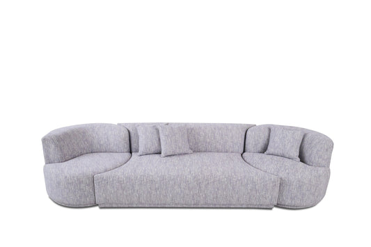 Divani Casa Beau Modern Light Grey Fabric Sectional Sofa With 2 Swirling Chair