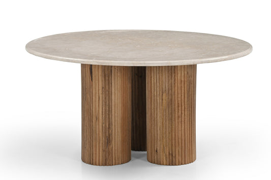 Modrest Hayden Modern Marble Wood Round Coffee Table