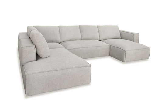 Divani Casa Lulu Modern Light Grey Fabric Modular Sectional Sofa w/ Right Facing Chaise